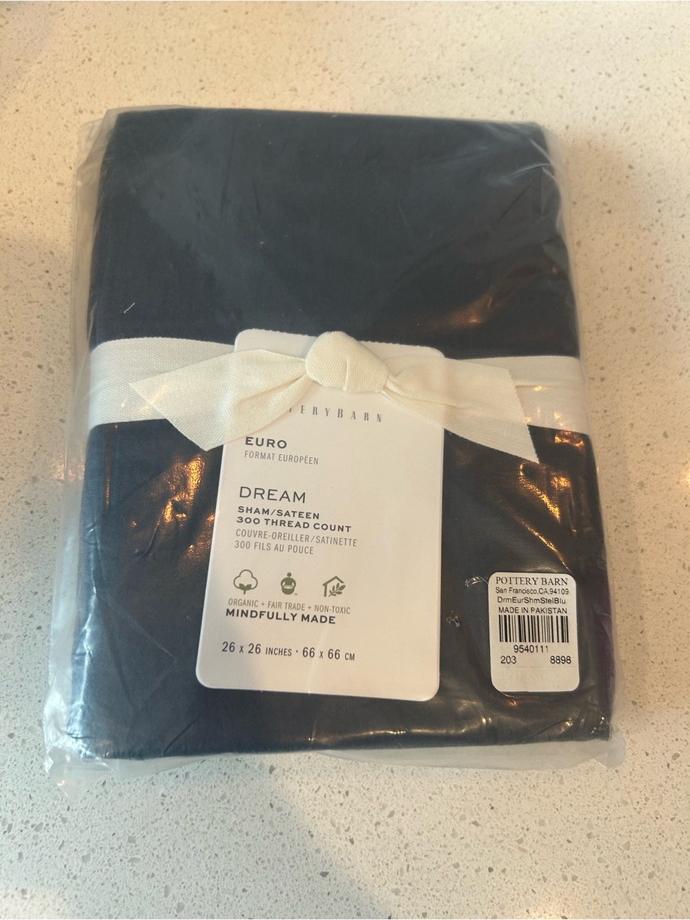 Pottery Barn Dream Brushed Cotton Pillow Sham Euro Steel Blue NWT